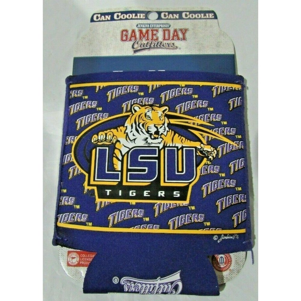LSU Tigers Team Logo on Purple Can Coolie